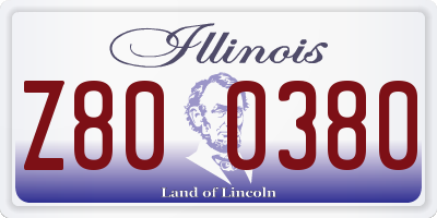 IL license plate Z800380