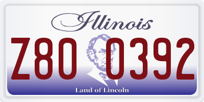 IL license plate Z800392