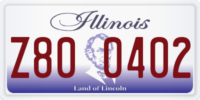 IL license plate Z800402