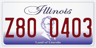 IL license plate Z800403