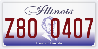IL license plate Z800407
