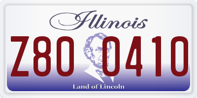IL license plate Z800410