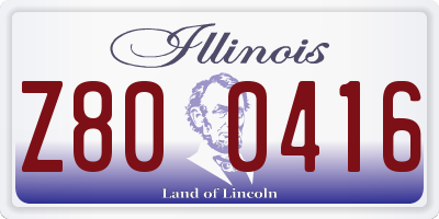 IL license plate Z800416