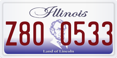 IL license plate Z800533