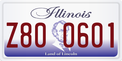 IL license plate Z800601