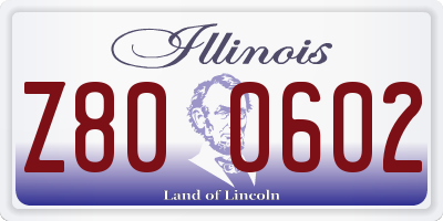 IL license plate Z800602