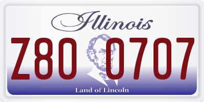 IL license plate Z800707