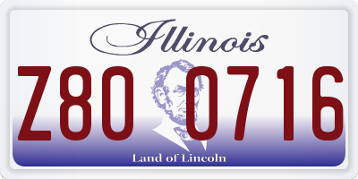 IL license plate Z800716