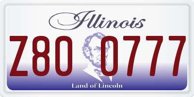 IL license plate Z800777
