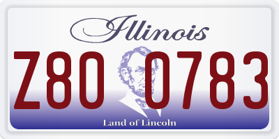 IL license plate Z800783