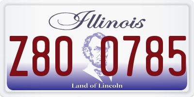IL license plate Z800785