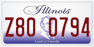 IL license plate Z800794