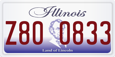 IL license plate Z800833