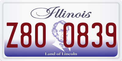 IL license plate Z800839