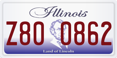 IL license plate Z800862