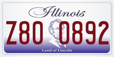 IL license plate Z800892