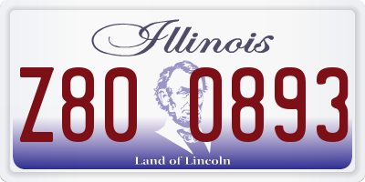 IL license plate Z800893