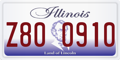 IL license plate Z800910