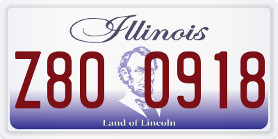 IL license plate Z800918