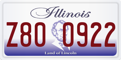 IL license plate Z800922