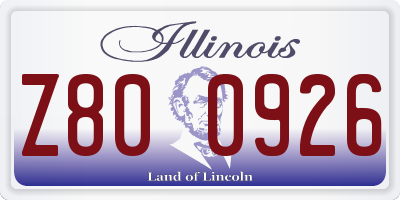 IL license plate Z800926