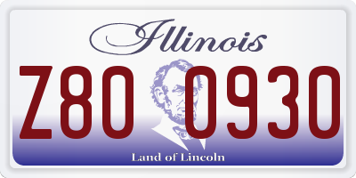 IL license plate Z800930