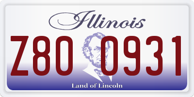IL license plate Z800931