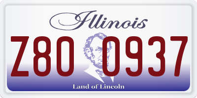 IL license plate Z800937