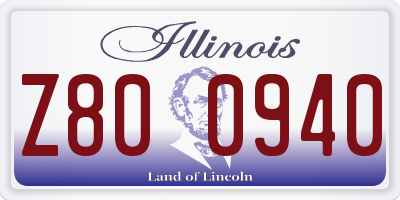 IL license plate Z800940