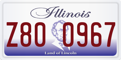 IL license plate Z800967