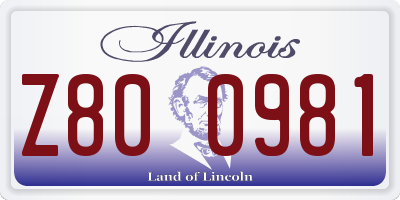 IL license plate Z800981