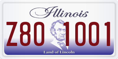 IL license plate Z801001