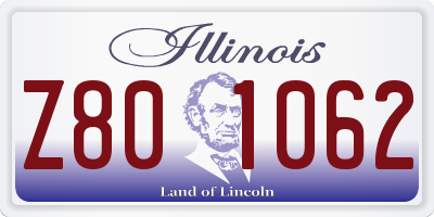 IL license plate Z801062