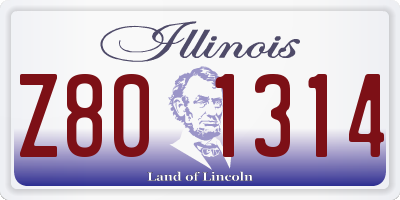 IL license plate Z801314