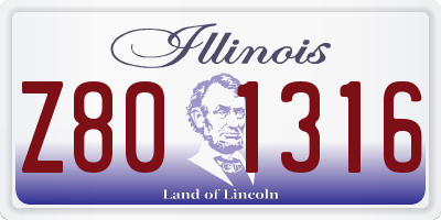 IL license plate Z801316