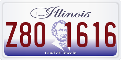 IL license plate Z801616