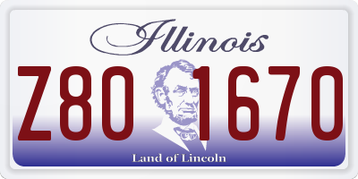 IL license plate Z801670
