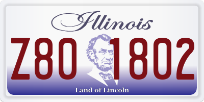 IL license plate Z801802