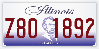 IL license plate Z801892