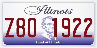 IL license plate Z801922