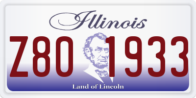 IL license plate Z801933
