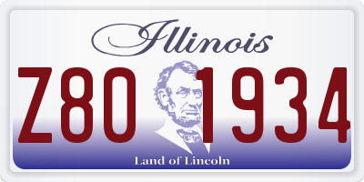 IL license plate Z801934