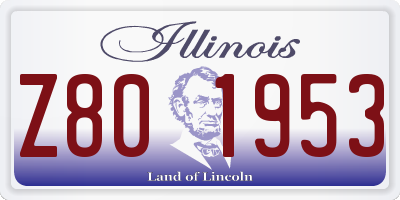 IL license plate Z801953