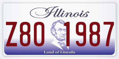 IL license plate Z801987
