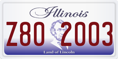IL license plate Z802003