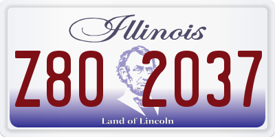 IL license plate Z802037