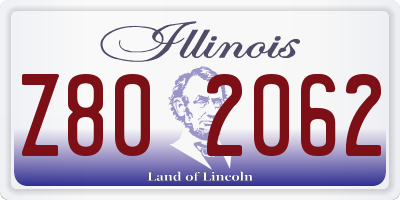 IL license plate Z802062