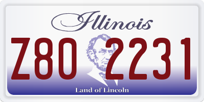 IL license plate Z802231