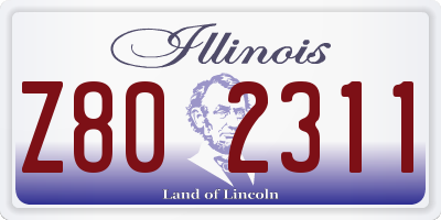 IL license plate Z802311