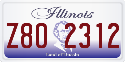 IL license plate Z802312